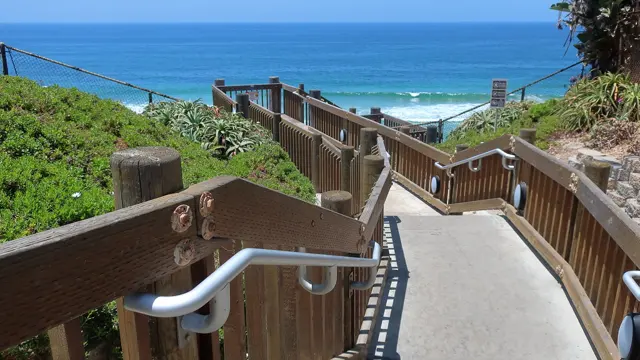 The wooden stairway from D Street down to the beach