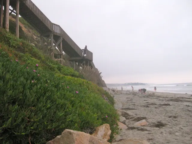 The bluff and beach stairs at San Elijo State Beach
