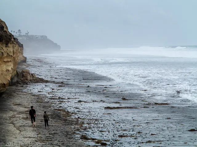 Stone Steps Beach at low tide under the bluffs